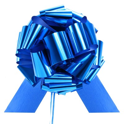 Unique Bargains Wedding Christmas Bright Metallic Gift Wrapping Large Pull Bows Ribbon 1 Pc Blue 12 inch