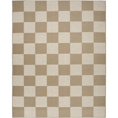 Nourison Washable Modern Jute Checkered Geometric Non-Skid Flatweave Indoor Area Rug