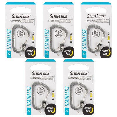 Nite Ize SlideLock Carabiner Stainless Steel - Size 2 - 5 Count (5 Pack)