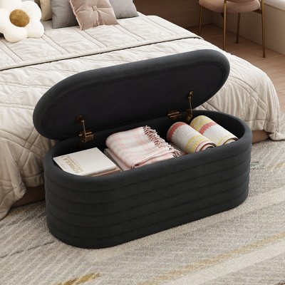 Christopher Knight Home Payne Modern 40" W Chenille Upholstered Ottoman with Hidden Storage Compartment