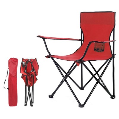 Foldable Camping Chair with Cup Holder & Carrying Case, Red