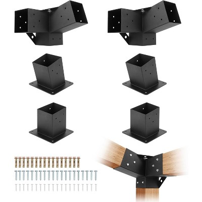 Pergola Bracket Kit,15° Angled Roof Brackets for 4x4 Lumber,3-Way Metal Connectors for DIY Pergola,Gazebo & Carport