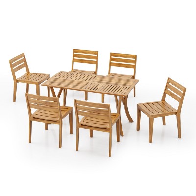 Christopher Knight Home Wren Outdoor 7-Piece Acacia Wood Dining Set, Teak