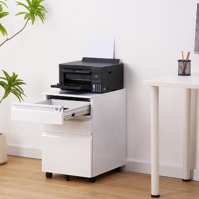 Acekool 3-Drawer Mobile File Cabinet - Locking Storage w/ Anti-Tip Wheels, Fits Letters/Legal/A4 Files, Under-Desk Organizer, Black