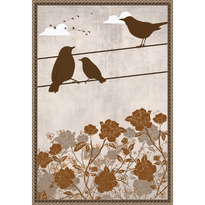 Amanti Art 3 Birds Brown by Jemma Morris Framed Canvas Wall Art