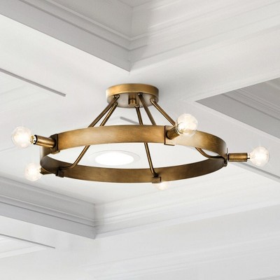 Urban Ambiance Luxury Modern Farmhouse Indoor Ceiling Light,  7-1/2''H x 22-1/2"W x 22-1/2''D,  Aged Bronze Finish, UHP4481