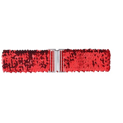 Allegra K Women's Stretchy Waist Belts Metal Interlock Buckles Sequins Decor Belts 60cm/23.62" 1 Pc