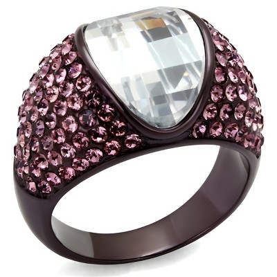 Slickblue Stainless Steel Pave Ring for Women, IP Rose Gold, Clear CZ Stones, Stackable Band, size 5–10
