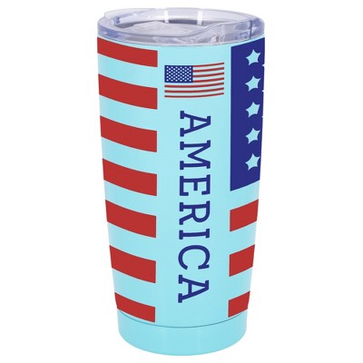 100 North 20 Ounce Stainless Steel On the Go Travel Tumbler With Push Top Lid, America Teal