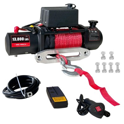 13800lbs Electric Vehicle Winch, Waterproof IP67 80ft Steel Cable Truck Winch with Wireless Handheld Remote, 12V Power Winch for Towing UTV Off Road