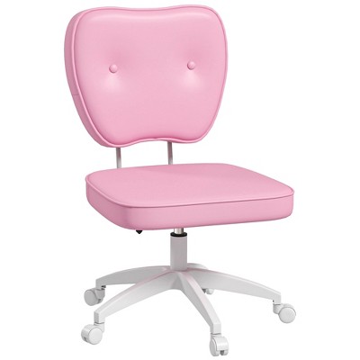 TiramisuBest Adjustable Pink Faux Leather Mid Back Armless Office Chair