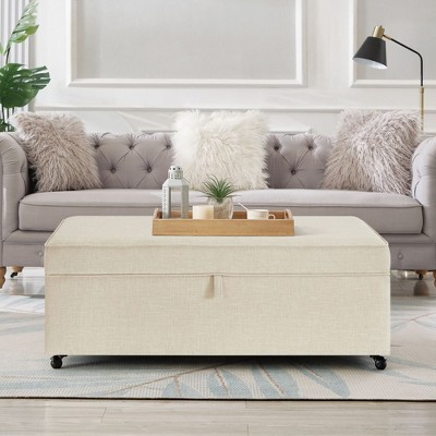 CAVINAS 45" Modular Sectional Storage Ottoman with Wheels,Convertible Storage Bench and Extra Foot Rest for Living Room,Lounge