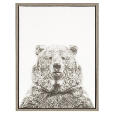 Uniek 24"x18" Bear Framed Kids' Canvas Art Gray