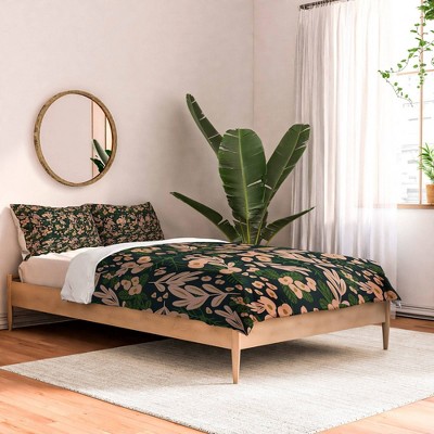 Oris Eddu Poppy Pine Polyester Comforter & Sham Set Black/Blush - Deny Designs