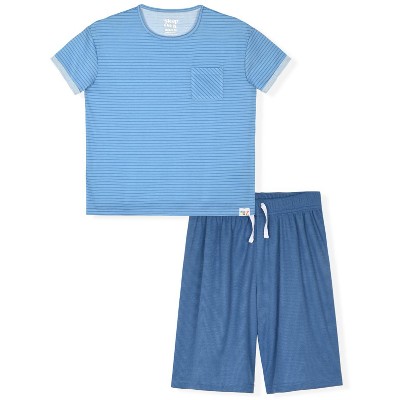 Sleep On It Boys 2-Piece Pajama Set - Short-Sleeve Jersey Tee and Waffle Thermal Shorts