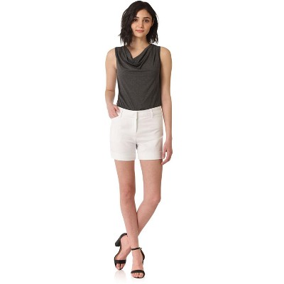 Rekucci Women's Stretch Cotton Blend Cuffed Chino Shorts – Classic Mid-Rise with Pockets