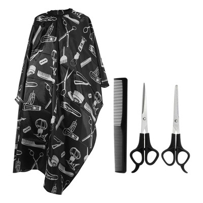 Unique Bargains Hair Cutting Scissors Barber Gown Set 4 Pcs