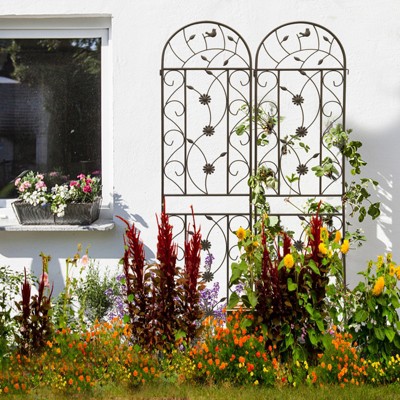 Wooakway 2 Pack Metal Garden Trellis 86.7" x 19.7" Rustproof Trellis for Climbing Plants Outdoor Flower Support