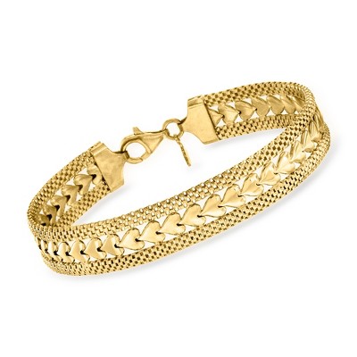 Ross-Simons Italian 18kt Gold Over Sterling Silver Heart-Motif Bracelet