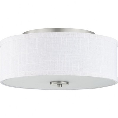 Progress Lighting, Inspire Collection, 2-Light Flush Mount, Brushed Nickel, Etched Glass Summer Linen Shade