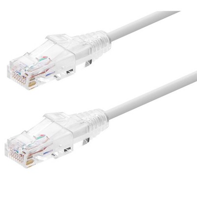 Monoprice Cat6 Ethernet Patch Cable - 50 feet - White | Snagless RJ45 Stranded 550MHz UTP CMR Riser Rated Pure Bare Copper Wire 28AWG - SlimRun Series