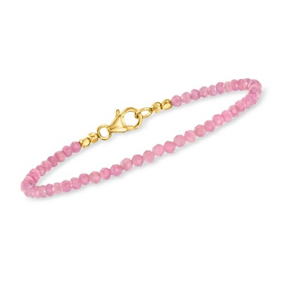 Ross-Simons 9.25 ct. t.w. Pink Tourmaline Bead Bracelet in 18kt Gold Over Sterling