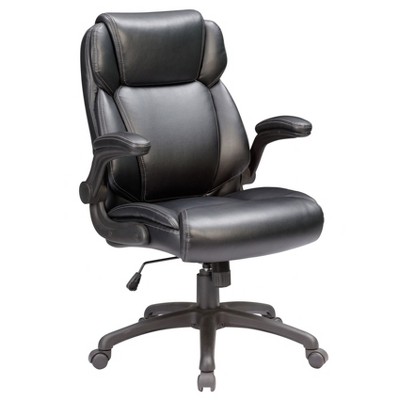 APRILSOUL Gray Modern Adjustable Office Chair, Leather Upholstered Swivel Chair with Padded Armrests, Gas Lift, Swivel Wheels, for Office