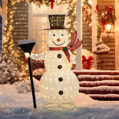 Karl Home 5FT Lighted Snowman with Groom and 200 LED Warm White Lights Christmas  Decorations