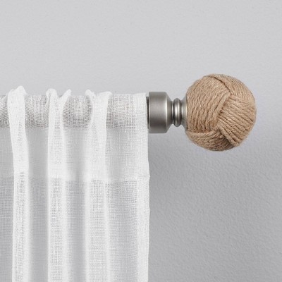 Exclusive Home 36"-72" Rope Knot Curtain Rod - Matte Silver: Nautical Adjustable Iron Rod, Single, 25 lb Capacity