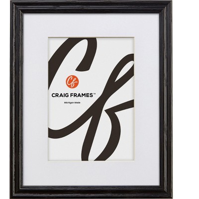Craig Frames Black Hardwood Picture Frame, Matted