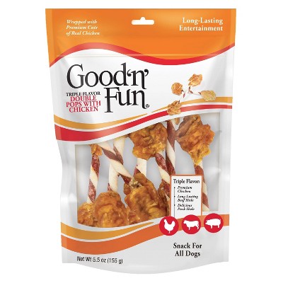 Good 'n' Fun Double Meat Pops Rawhide with Chicken, Beef and Pork Flavor Dog Treats - 5.5oz