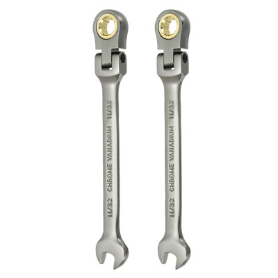 Unique Bargains Chrome Vanadium Steel SAE Box End 72 Teeth Ratchet Combination Wrenches 2 Pcs