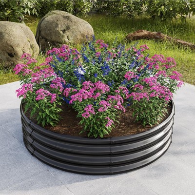 KWPZQEB 2 Pack Galvanized Raised Garden Bed Kit, Galvanized Planter Garden Boxes Outdoor, Round Large Metal for Vegetables - 32/47inch