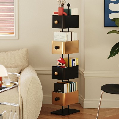 MOEPISY Box Bookshelf (Golden)Bedside Shelf Living Room Side Table Placement Shelf Home Corner Placement Shelf