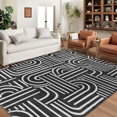 Abstract Area Rugs Soft Modern Rug for Bedroom Ultra-Thin Non Slip Washable Throw Carpet for Living Room Dining Room Hallway