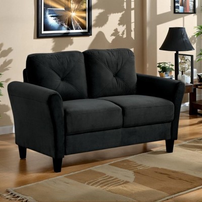 INFURNIC Sofas Comfortable Sectional Couch Velvet Upholstery Modular Design Detachable Cushions for Living Room, Black, 54.3"*29.1"*34.4"