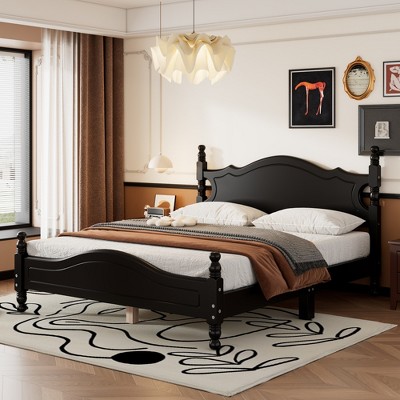 Full/Queen Size Wood Platform Bed Frame, Retro Style Platform Bed - ModernLuxe