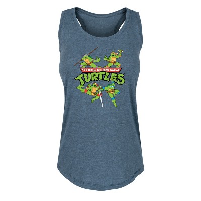 Women's - Teenage Mutant Ninja Turtles - Donnie, Mikey, Raph, and Leo Logo Graphic Racerback Tank