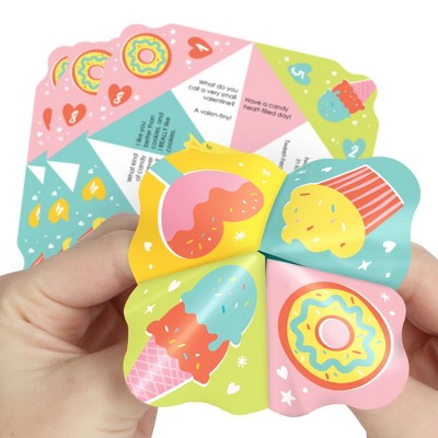 Big Dot of Happiness Bright Valentine - Happy Valentine's Day Party Cootie Catcher Game - Valentine Jokes for Kids Fortune Tellers - Set of 12
