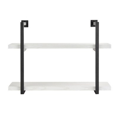 31.5" x 22.5" Modern 2 Tier Hanging Bracket Wall Shelve White Birch - Danya B.: Chic Storage, Metal MDF