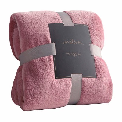 Aoibox Cozy Lightweight Thick Flannel Fleece Throw Blanket for All Seasons, Perfect for Women, Men and Kids in Pink