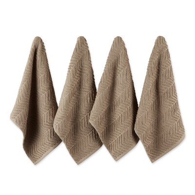 Design Imports  Bar Mop Dishtowel Set 4 Piece, Stone, 16X19"