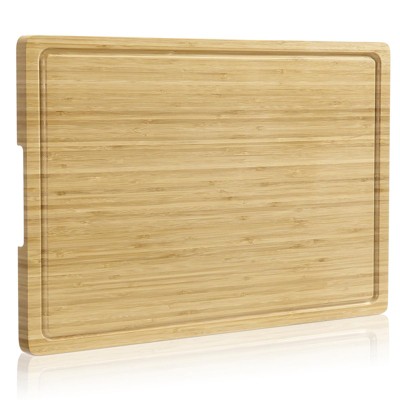 18 Inch Large Bamboo Cutting Board XL Wooden Butcher Block with Juice Groove and Handles for Meat and Vegetables