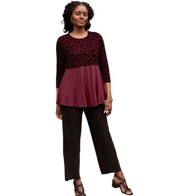 Jessica London Printed Yoke Trapeze Tee