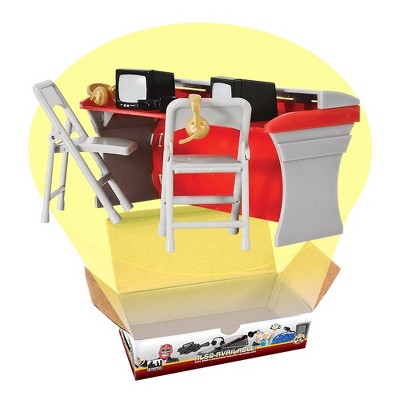 Red & Gray Commentator Table Playset for WWE & AEW Wrestling Action Figures
