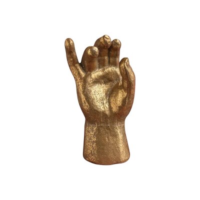 Slickblue Decorative Pewter Saint Hand, Gold Leaf Accent, Heavy Figurine, Religious Decor, Style 1