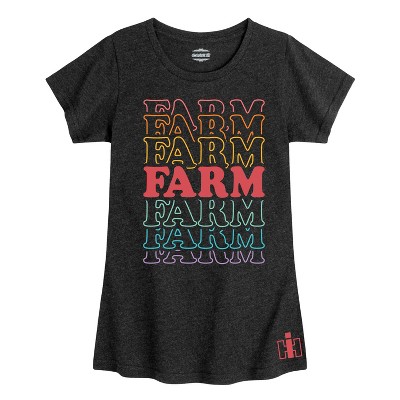 Girls' - Case IH - Spin Rainbow Stacked Farm Fitted Short Sleeve Graphic T-Shirt
