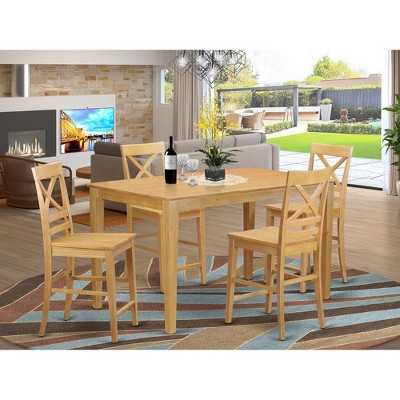 East West Furniture, 5  Pc  counter  height  pub  set  -  high  Table  and  4  bar  stools.