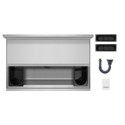 VEVOR Commercial Ice Bin, 78.4 L Underbar Ice Bin, 30 x 19 x 37 in Stainless Steel Ice Chest with Sliding Lid, Bottle Holders, Silver