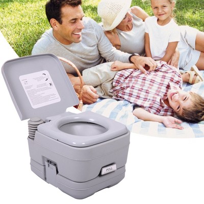 Sandinrayli 2.6 Gal. Gray Porta Potty Portable Toilet No Leakage Camping RV Outdoor Toilet